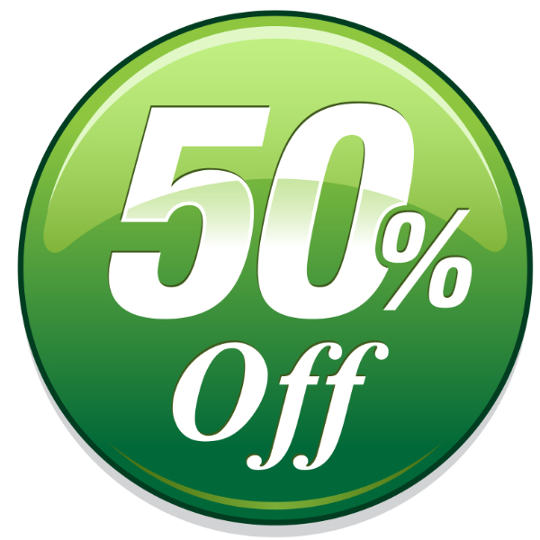 Green Button 50% Off 600X600